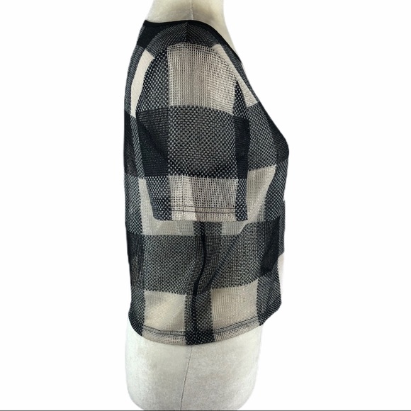 Jenn. Mesh Plaid Crop Top - Picture 4 of 8